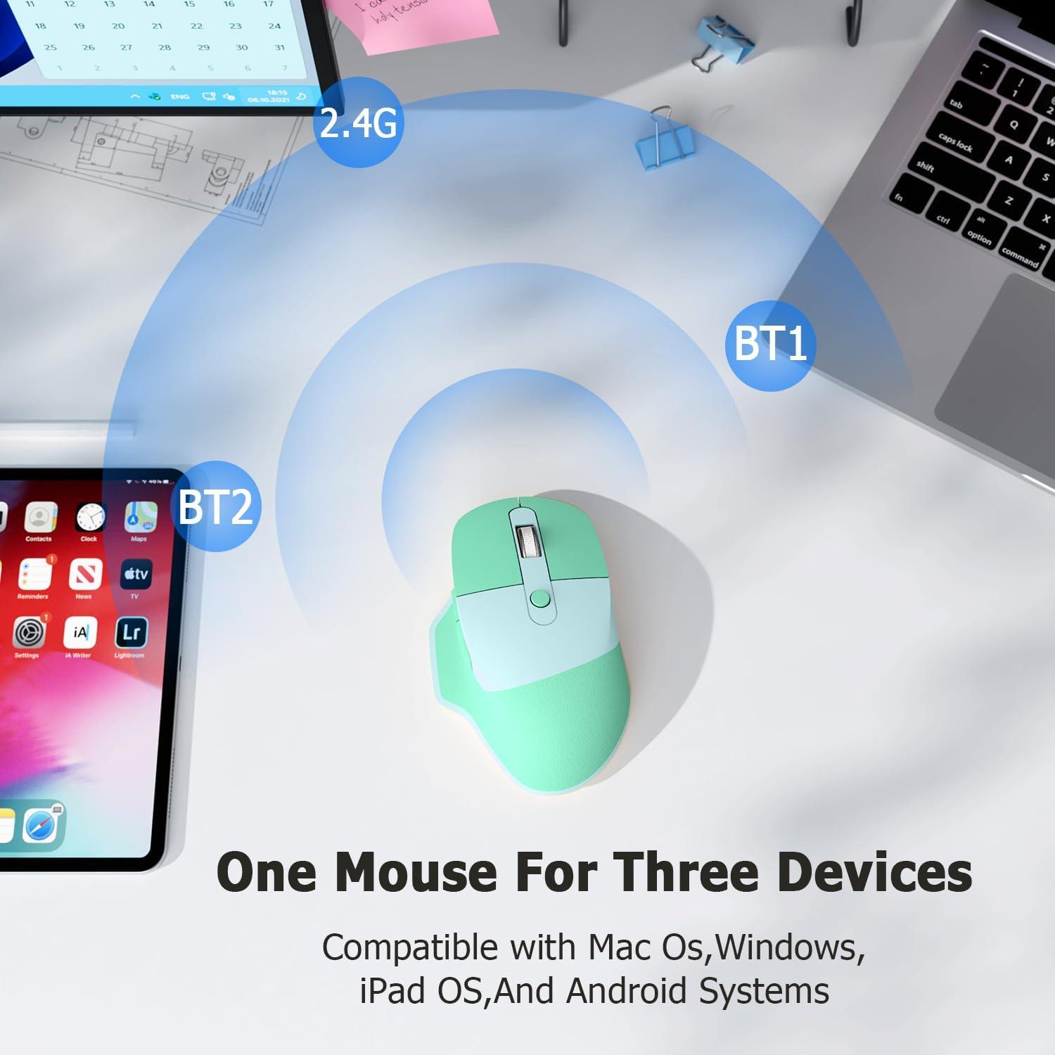 Ratón Ergonómico Inalámbrico MOFII Azul, Multi-Dispositivo, Clics Silenciosos