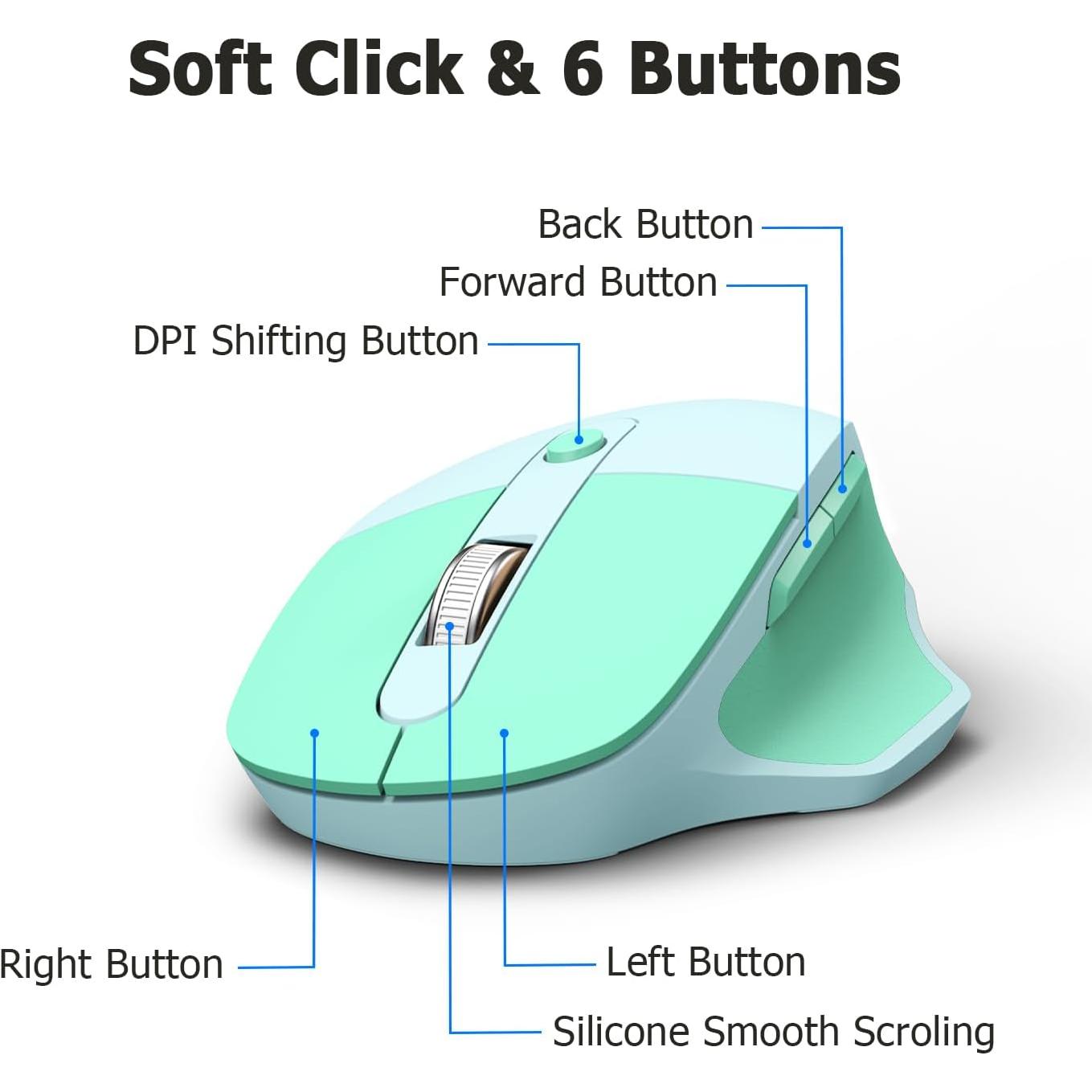 Ratón Ergonómico Inalámbrico MOFII Azul, Multi-Dispositivo, Clics Silenciosos