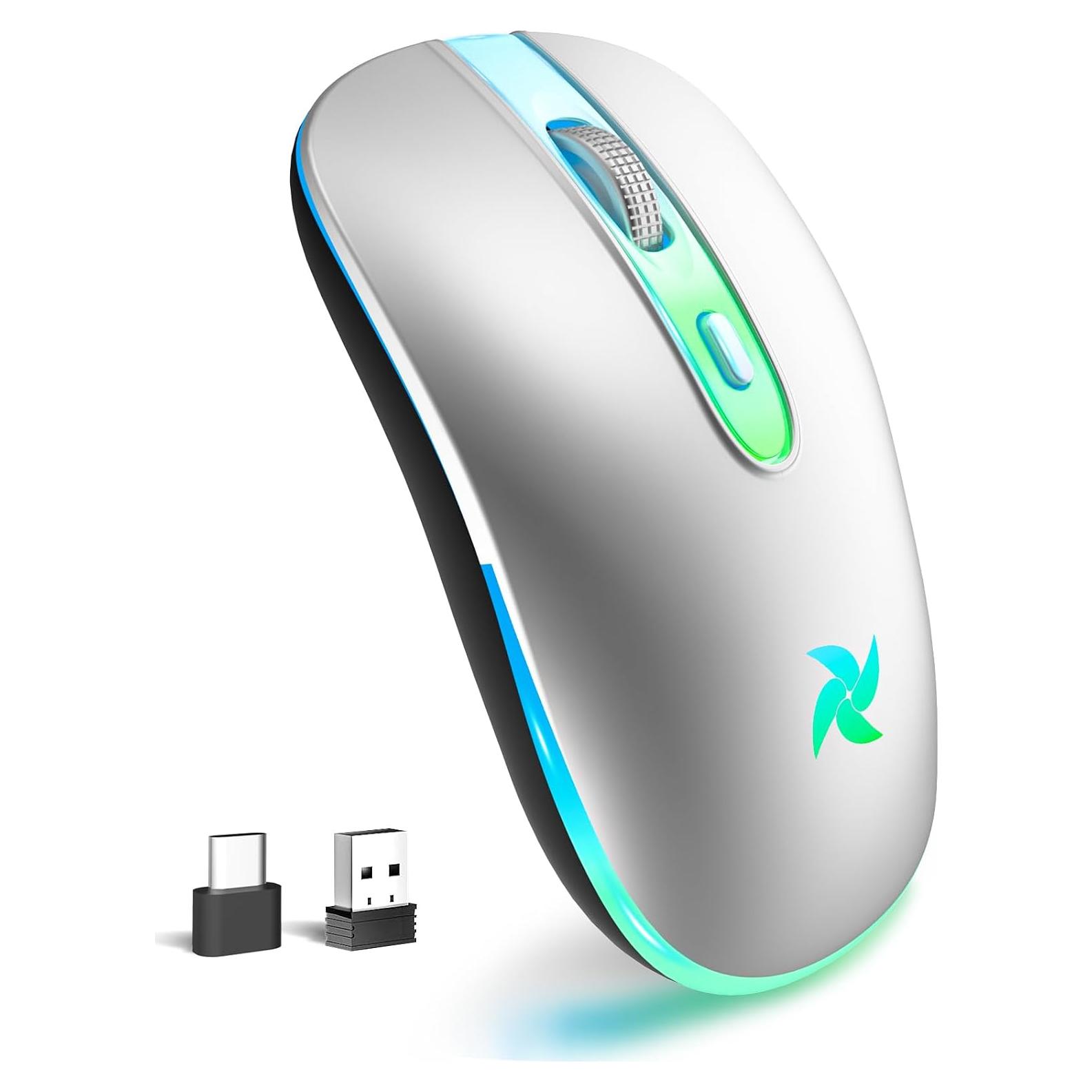 Ratón Inalámbrico HZD Óptico Ergonómico LED Plata 2.4G