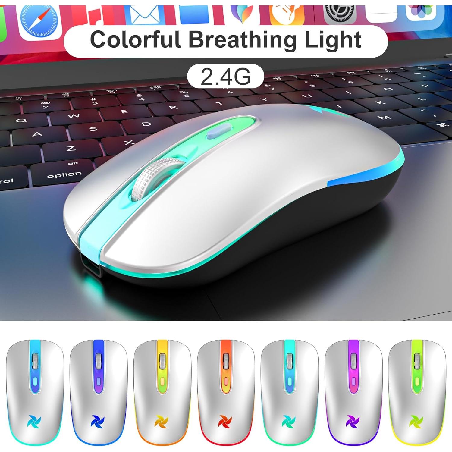 Ratón Inalámbrico HZD Óptico Ergonómico LED Plata 2.4G