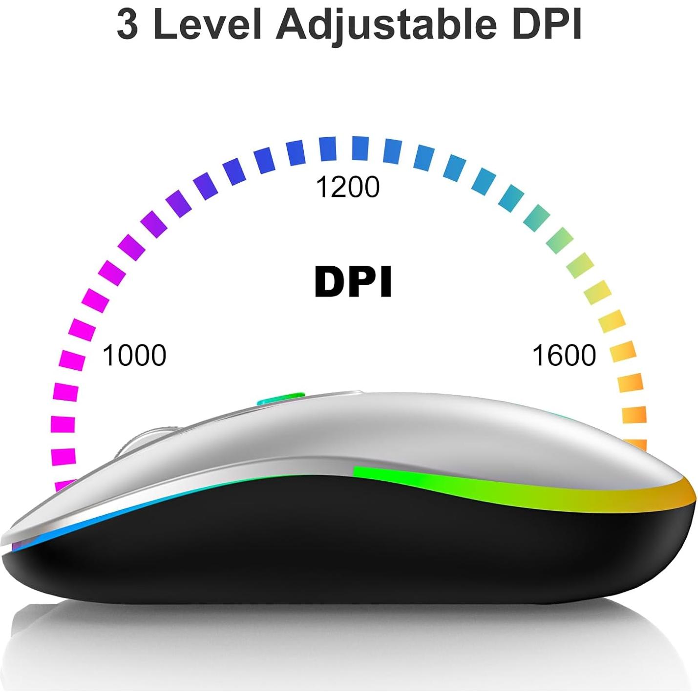 Ratón Inalámbrico HZD Óptico Ergonómico LED Plata 2.4G