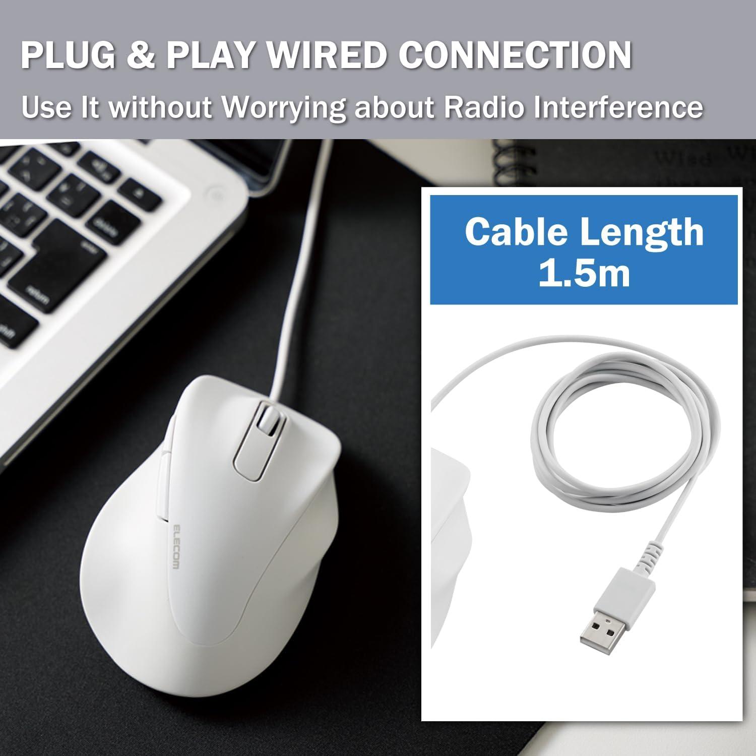 Ratón USB Ergonómico ELECOM EX-G M Blanco 2000DPI 5 Botones