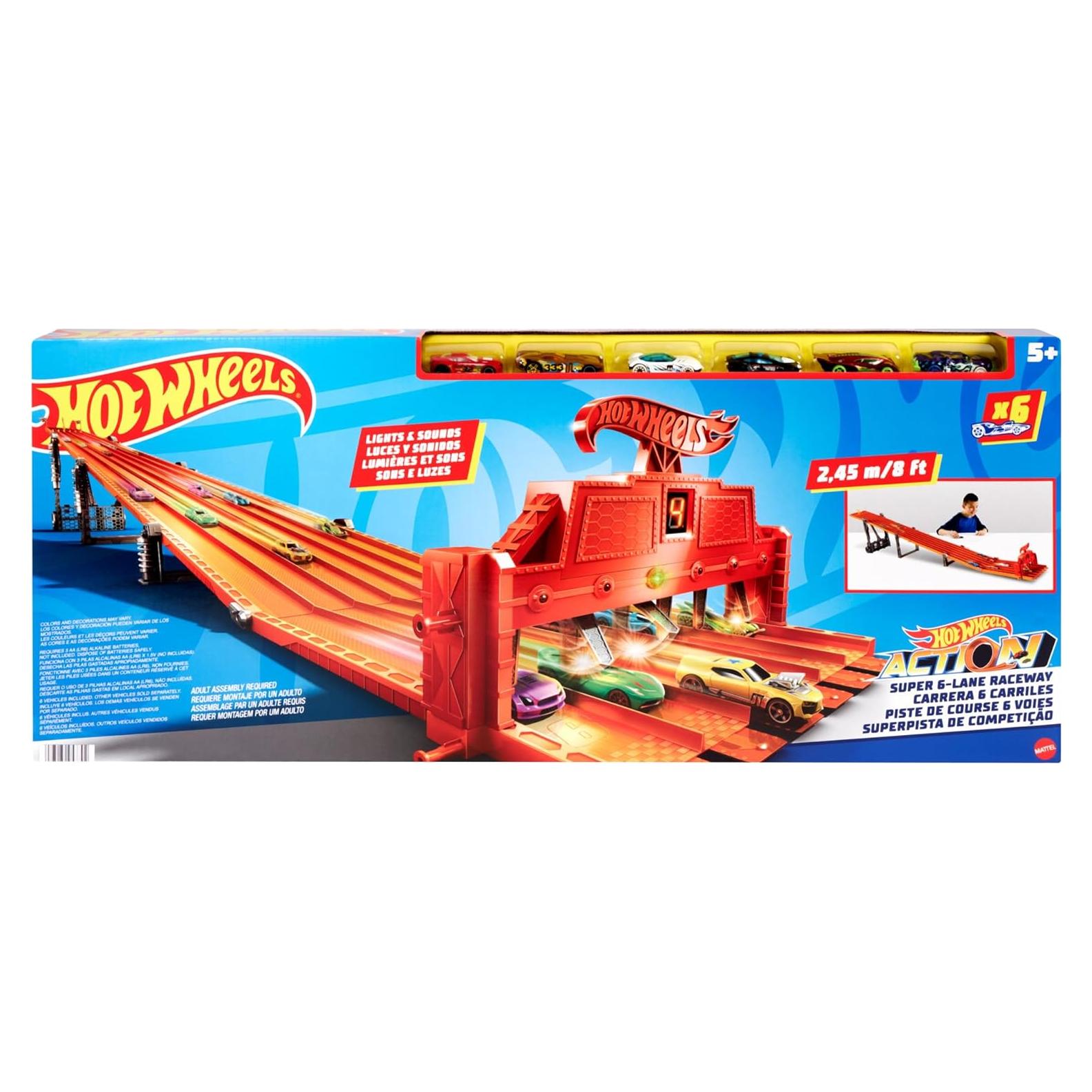 Pista de Autos Hot Wheels Carrera Super 6 Carriles 2,44 m