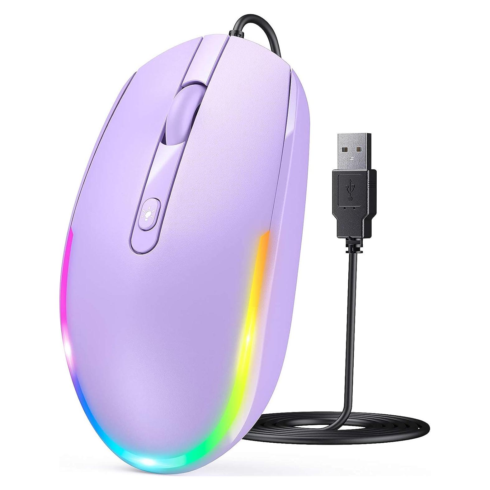 Ratón con Cable Seenda USB RGB LED Púrpura - 108g