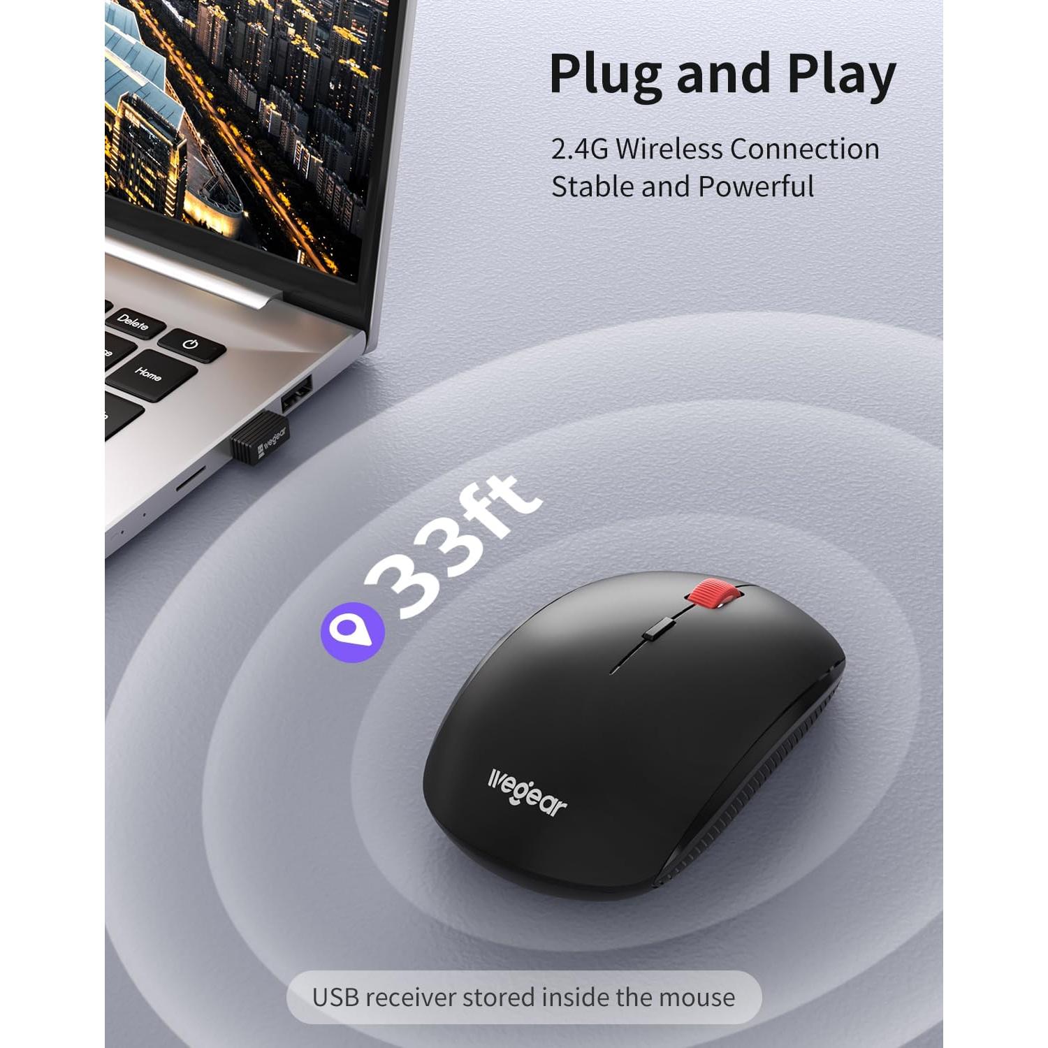 Ratón Inalámbrico wegear MW17 Mini Ergonómico 4000 DPI Negro