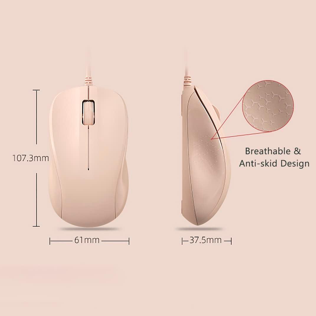 Ratón USB Silencioso CORN Rosa 1200DPI Ergonómico para PC