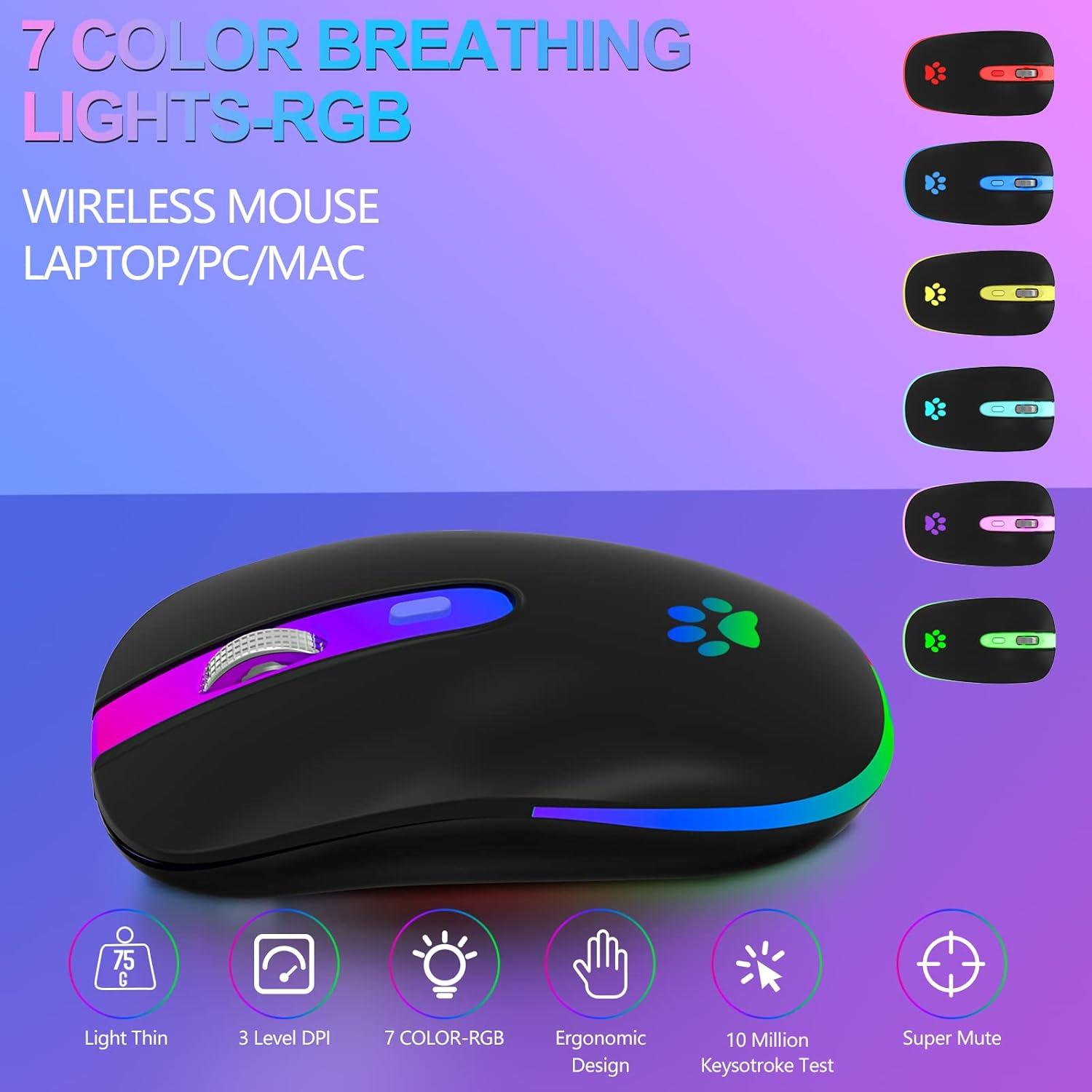 Ratón Inalámbrico Recargable FUWANG LED Negro 2.4G/Bluetooth