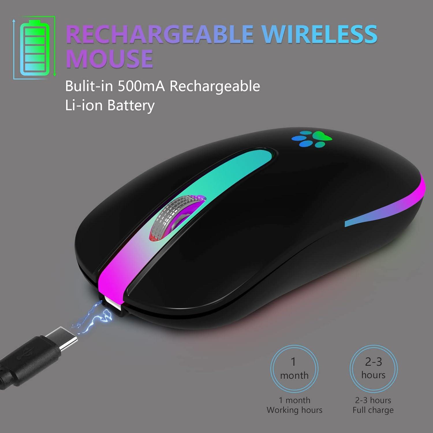 Ratón Inalámbrico Recargable FUWANG LED Negro 2.4G/Bluetooth