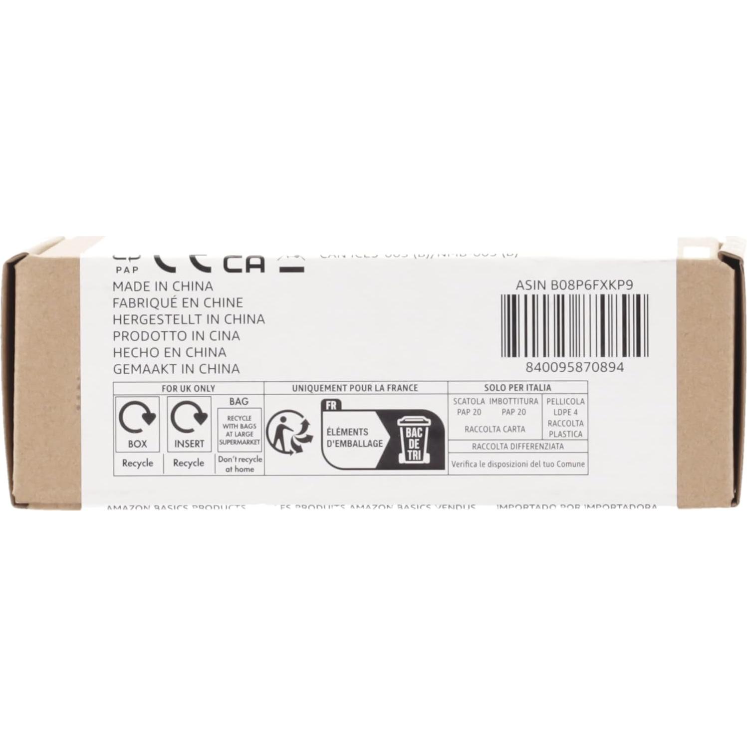 Ratón USB con Cable Amazon Basics 3 Botones Negro 1000 DPI