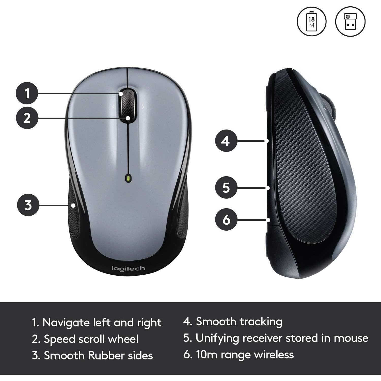 Ratón Inalámbrico Logitech M325 Plata Clara - 2.4 GHz