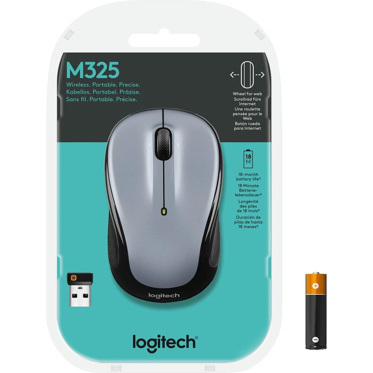 Ratón Inalámbrico Logitech M325 Plata Clara - 2.4 GHz