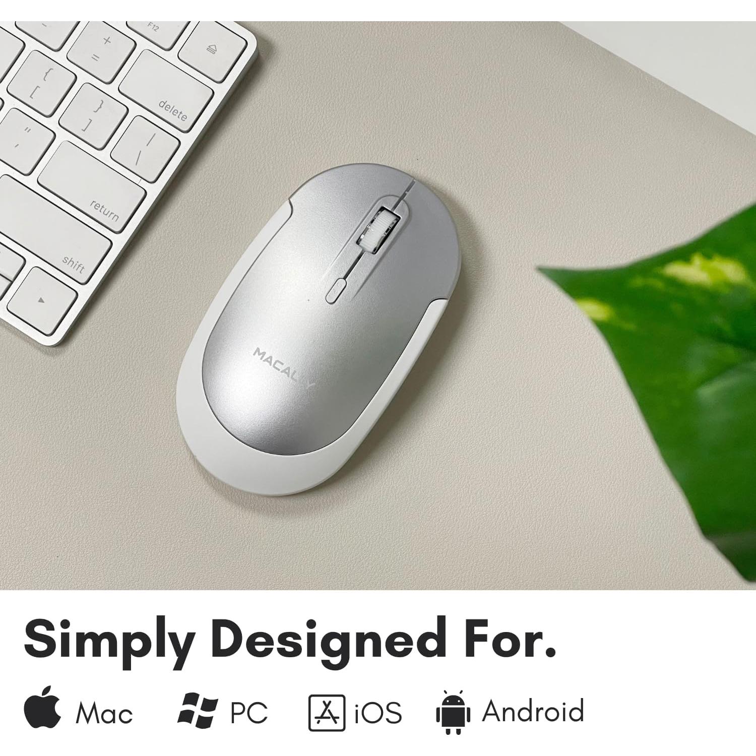 Ratón Inalámbrico Bluetooth Macally Plata - Compatible con Mac y PC