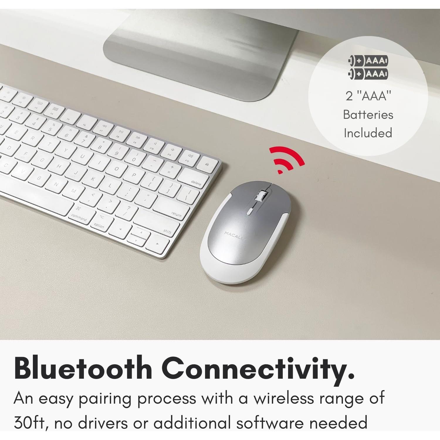 Ratón Inalámbrico Bluetooth Macally Plata - Compatible con Mac y PC