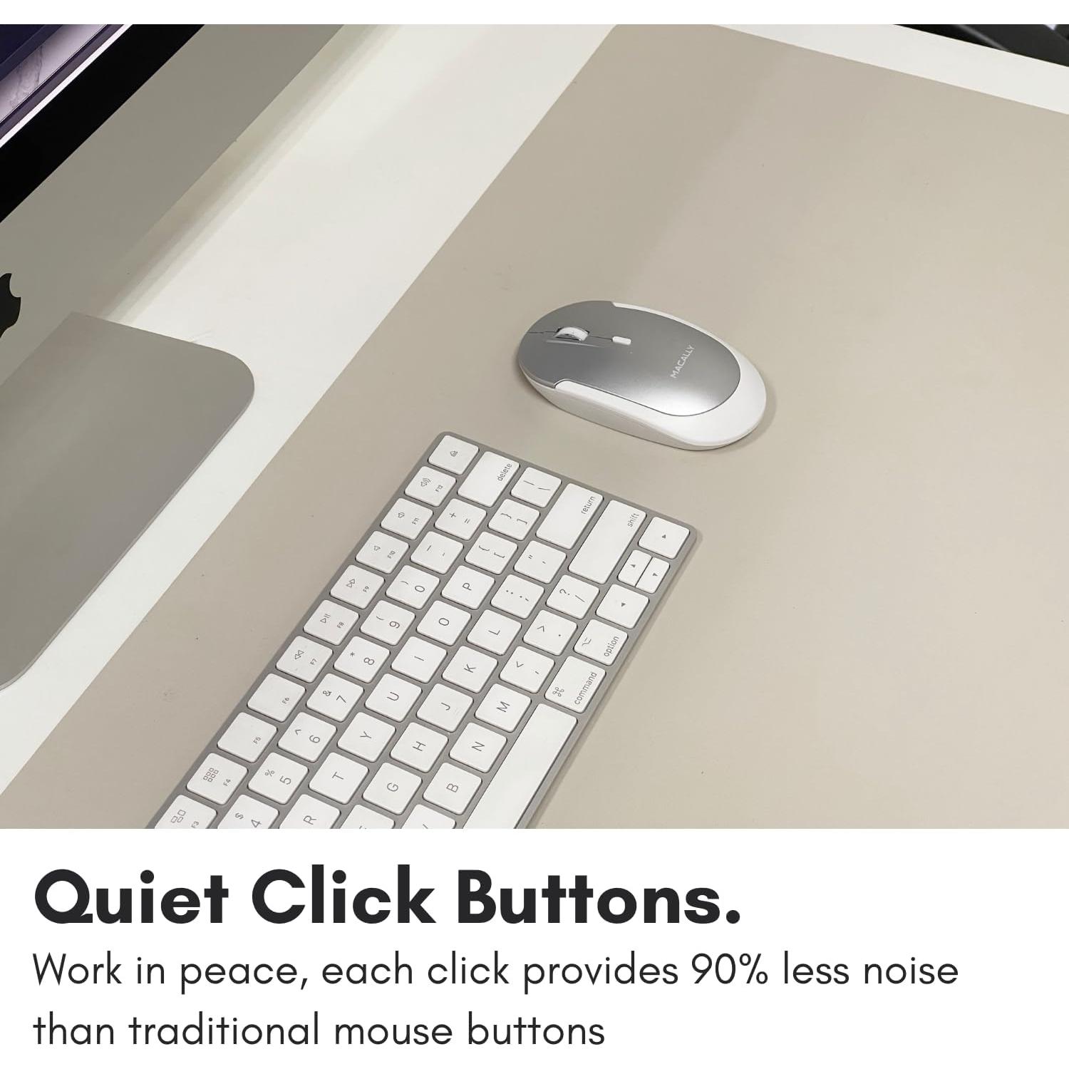 Ratón Inalámbrico Bluetooth Macally Plata - Compatible con Mac y PC