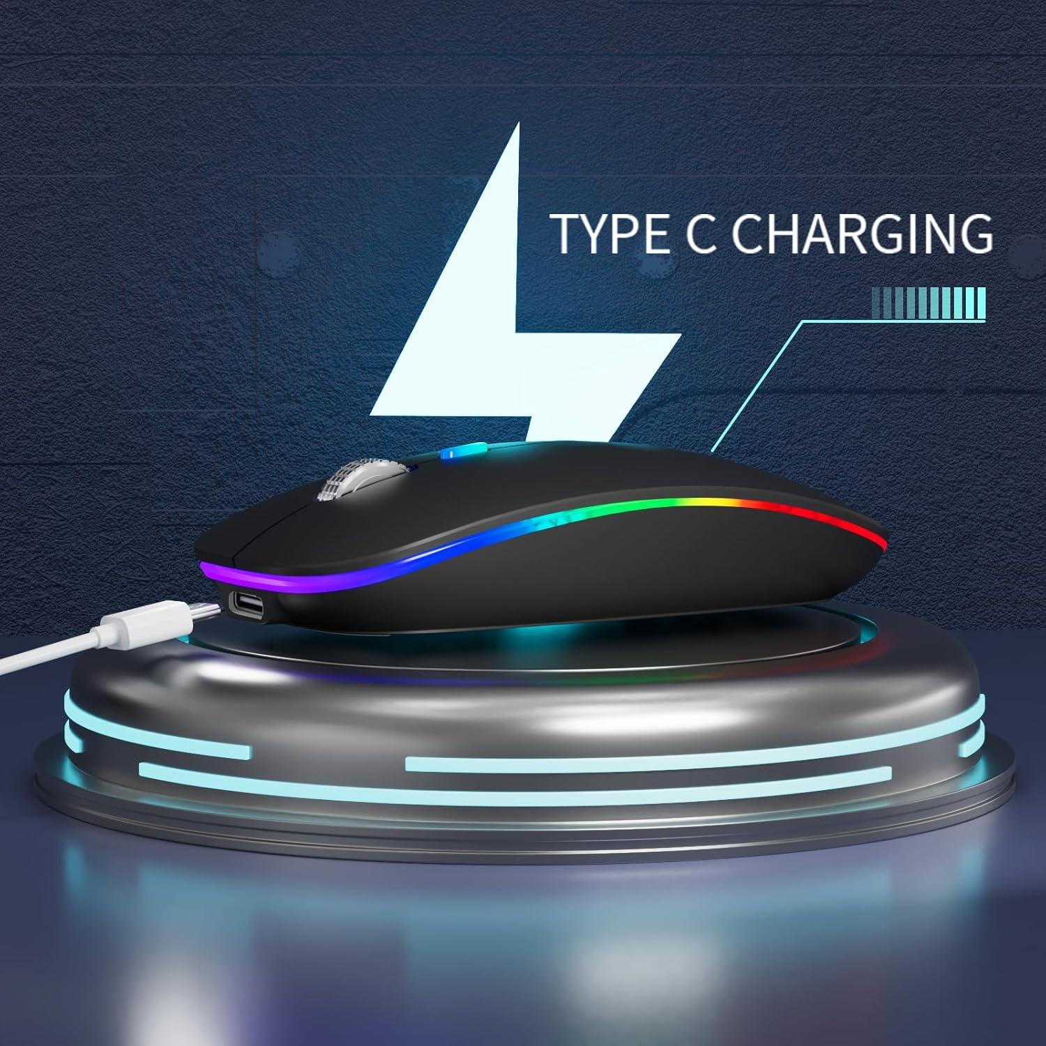 Ratón Inalámbrico Bluetooth TENMOS M16 Silencioso LED Negro