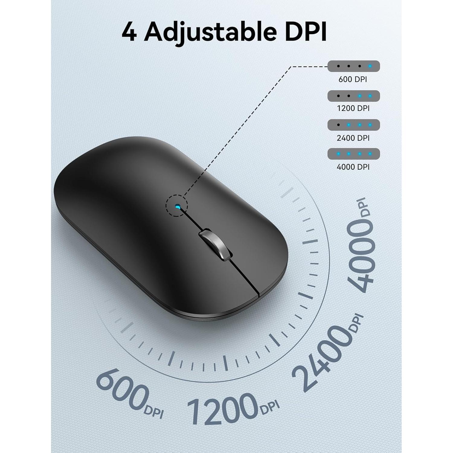 Ratón Inalámbrico TECKNET Bluetooth 5.0/3.0 4000DPI Negro