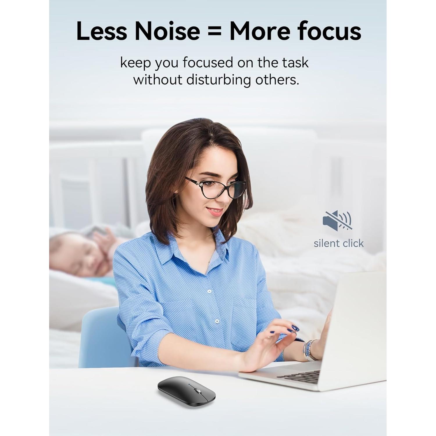 Ratón Inalámbrico TECKNET Bluetooth 5.0/3.0 4000DPI Negro