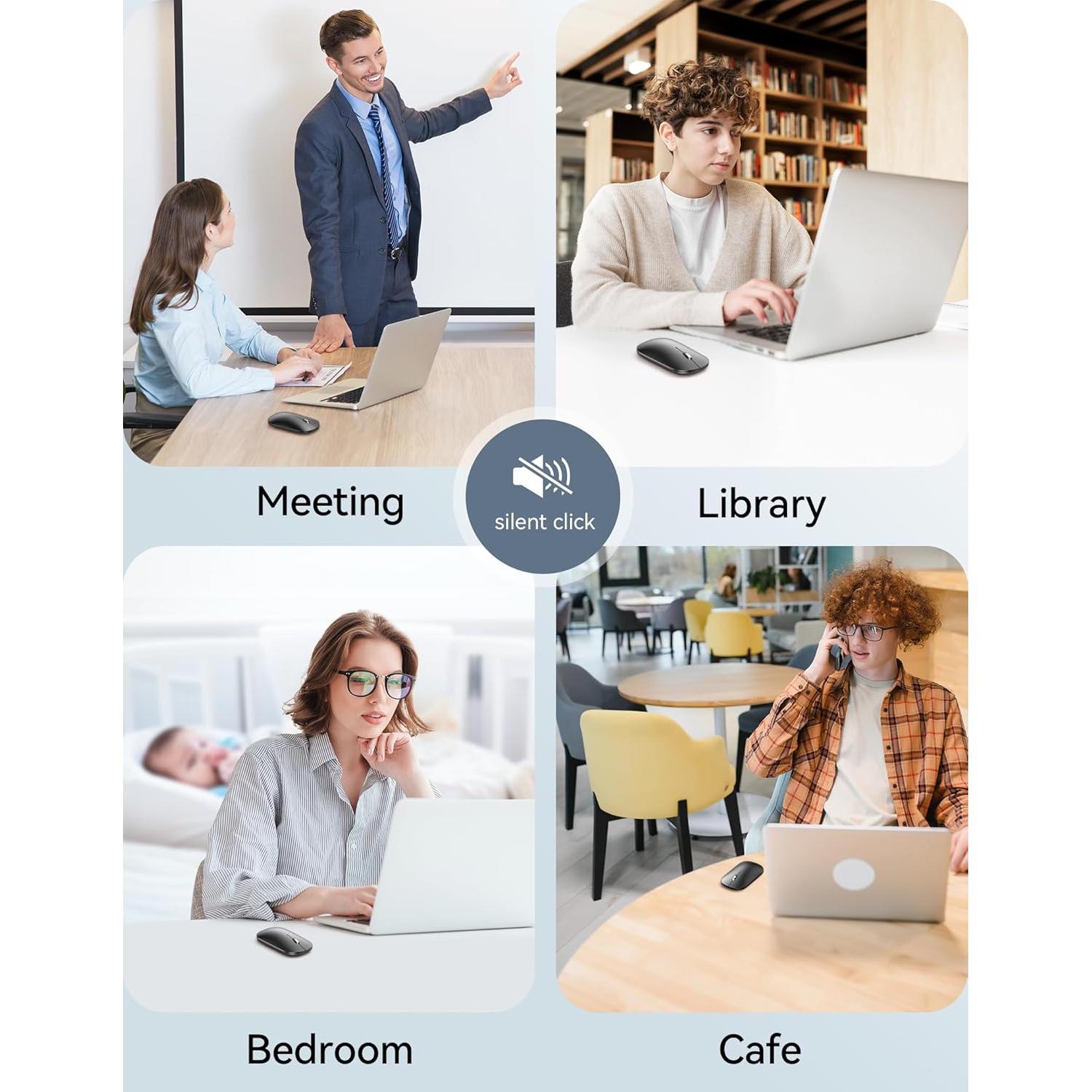 Ratón Inalámbrico TECKNET Bluetooth 5.0/3.0 4000DPI Negro