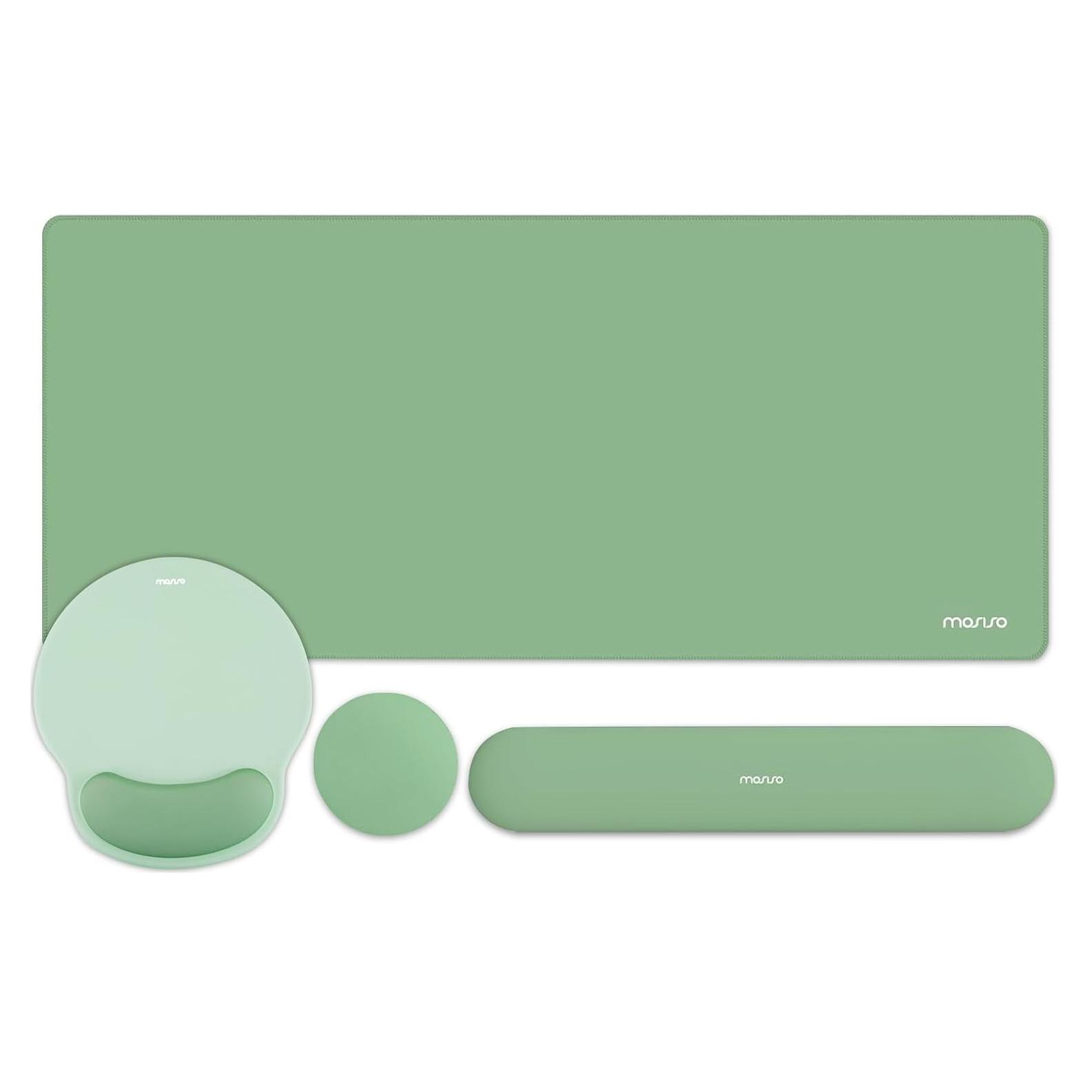 Alfombrilla de Ratón Grande y Reposamuñecas Mosiso Verde