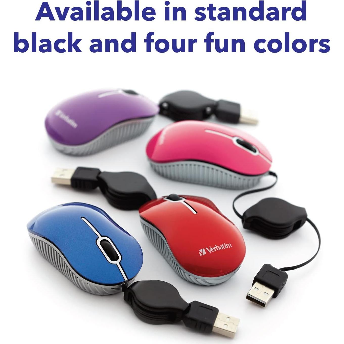 Ratón Óptico Mini USB-A Verbatim 98617 Púrpura Retráctil