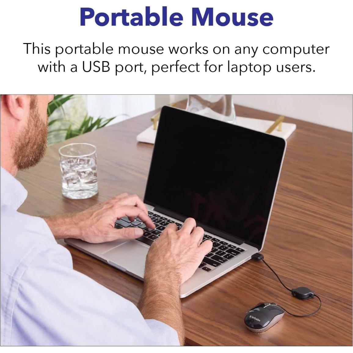 Ratón Óptico Mini USB-A Verbatim 98617 Púrpura Retráctil