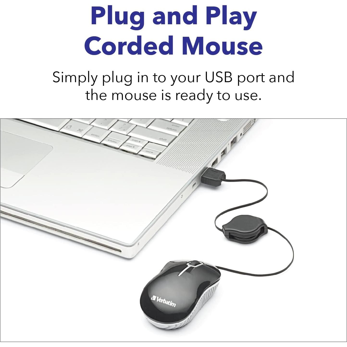 Ratón Óptico Mini USB-A Verbatim 98617 Púrpura Retráctil