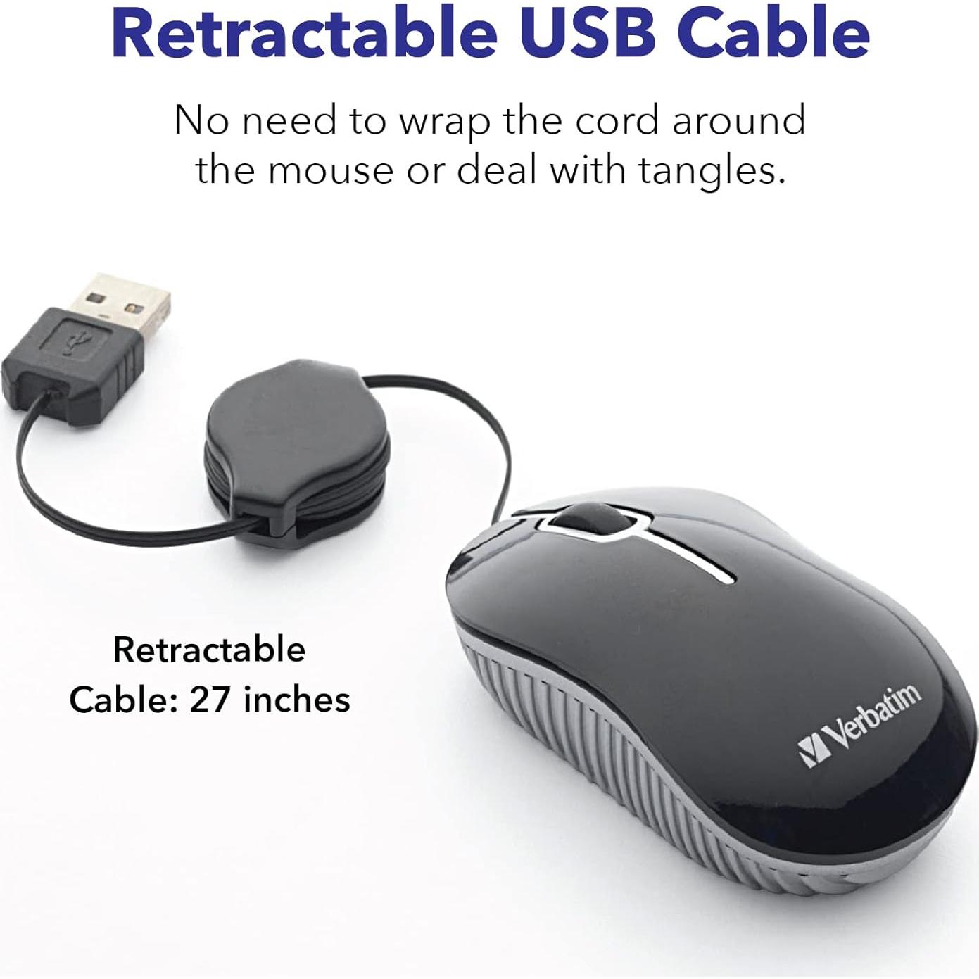 Ratón Óptico Mini USB-A Verbatim 98617 Púrpura Retráctil