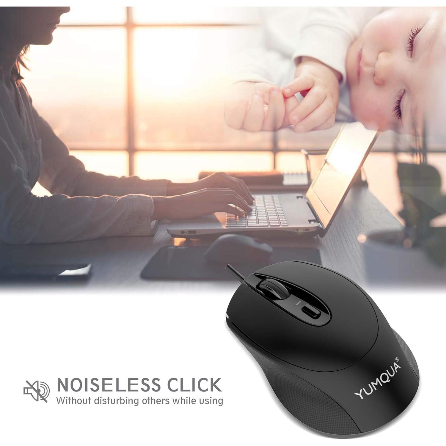 Ratón Silencioso YUMQUA G222 con Cable USB - 12 Paquetes