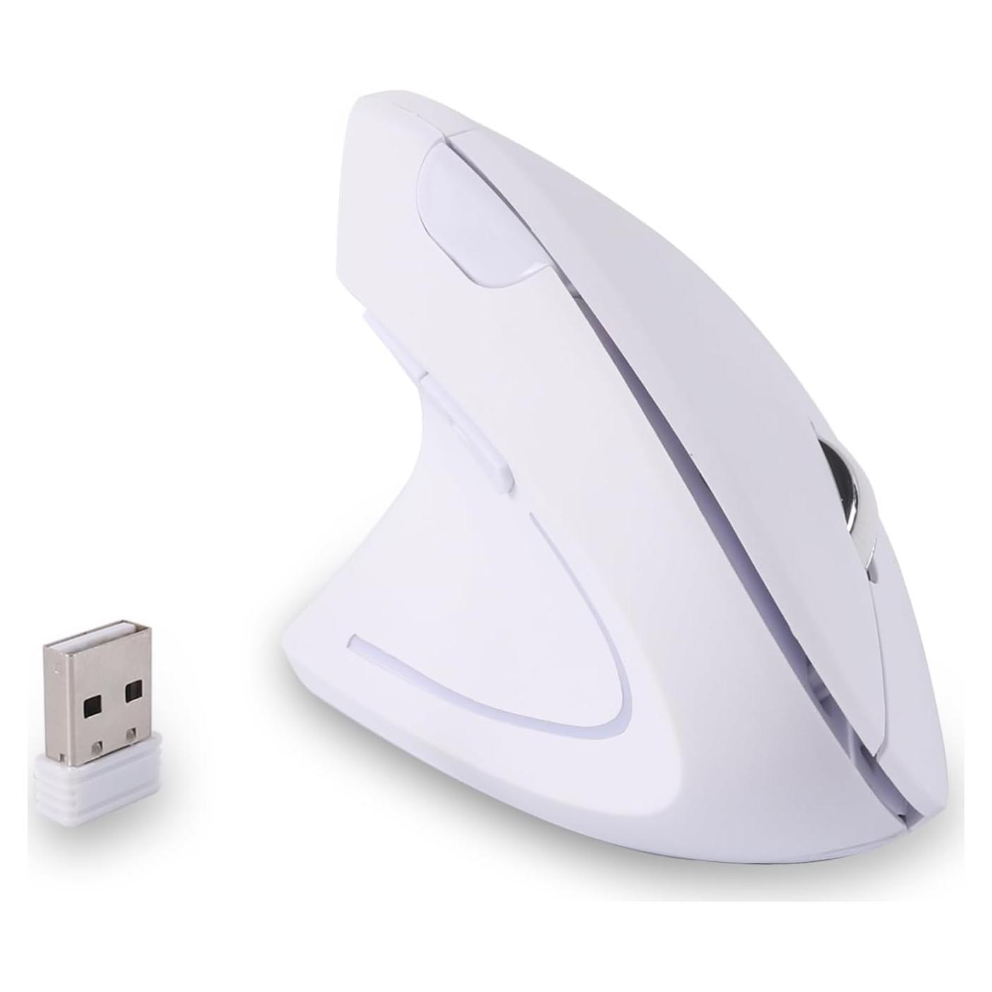 Ratón Ergonómico Inalámbrico para Zurdos Sunffice Blanco 6 Botones