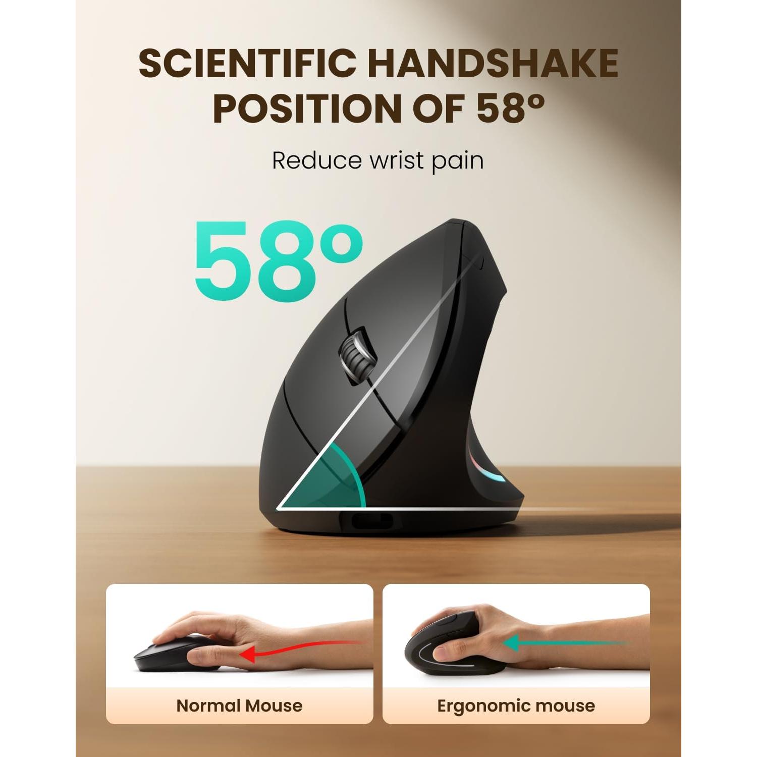 Ratón Inalámbrico Recargable Ergonómico POJTK 4800 DPI