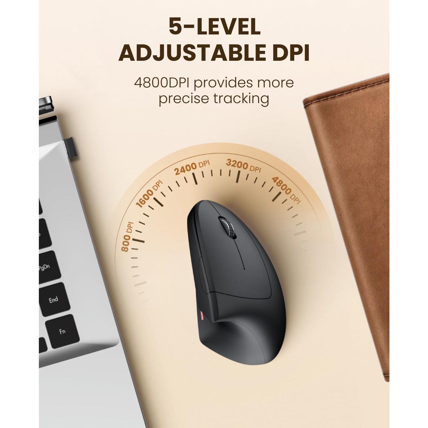 Ratón Inalámbrico Recargable Ergonómico POJTK 4800 DPI