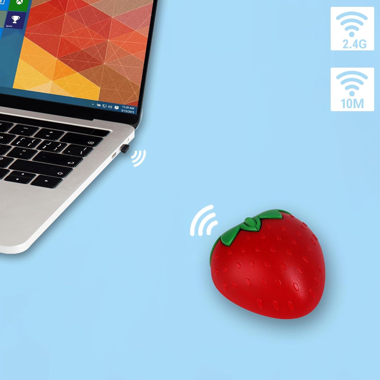 Ratón Inalámbrico Bluetooth Genérico Forma de Fresa 1000DPI