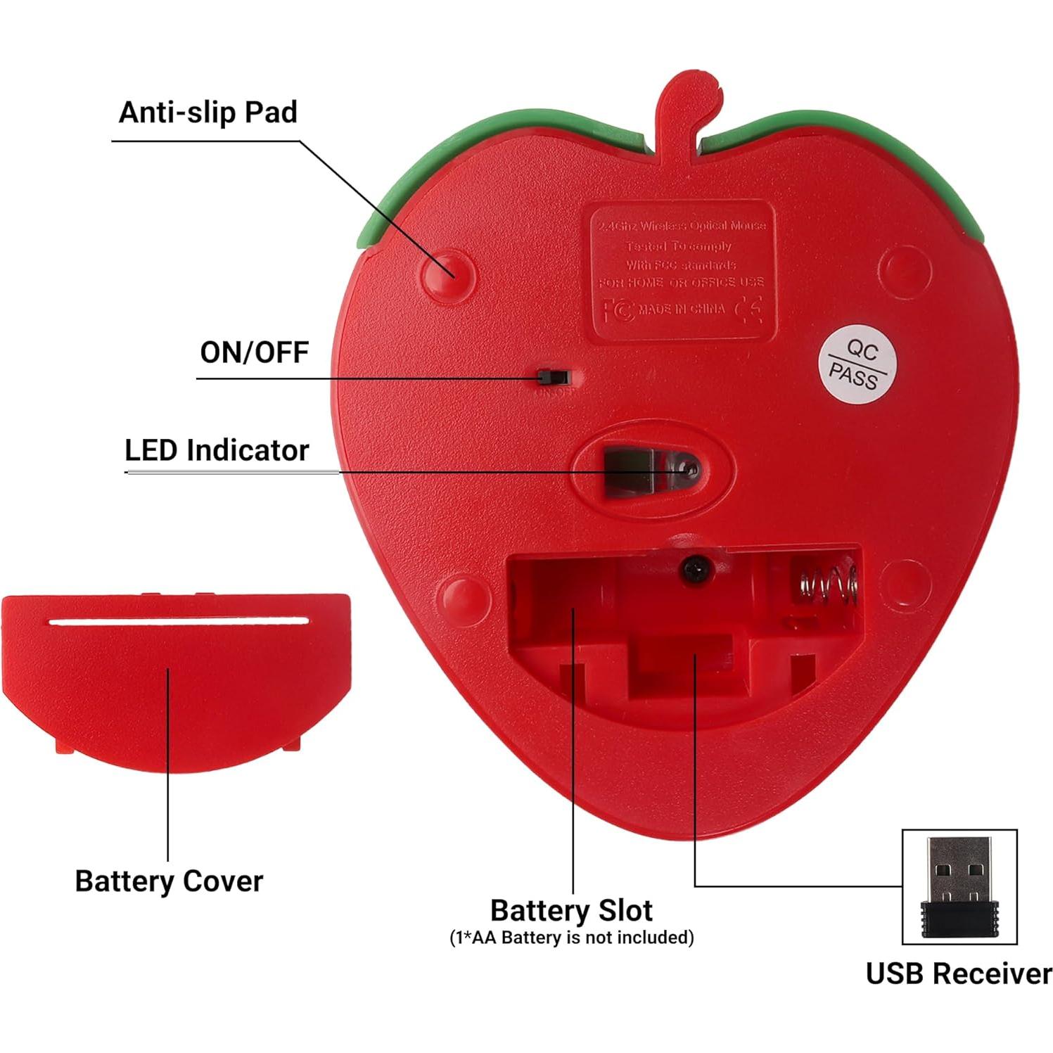 Ratón Inalámbrico Bluetooth Genérico Forma de Fresa 1000DPI