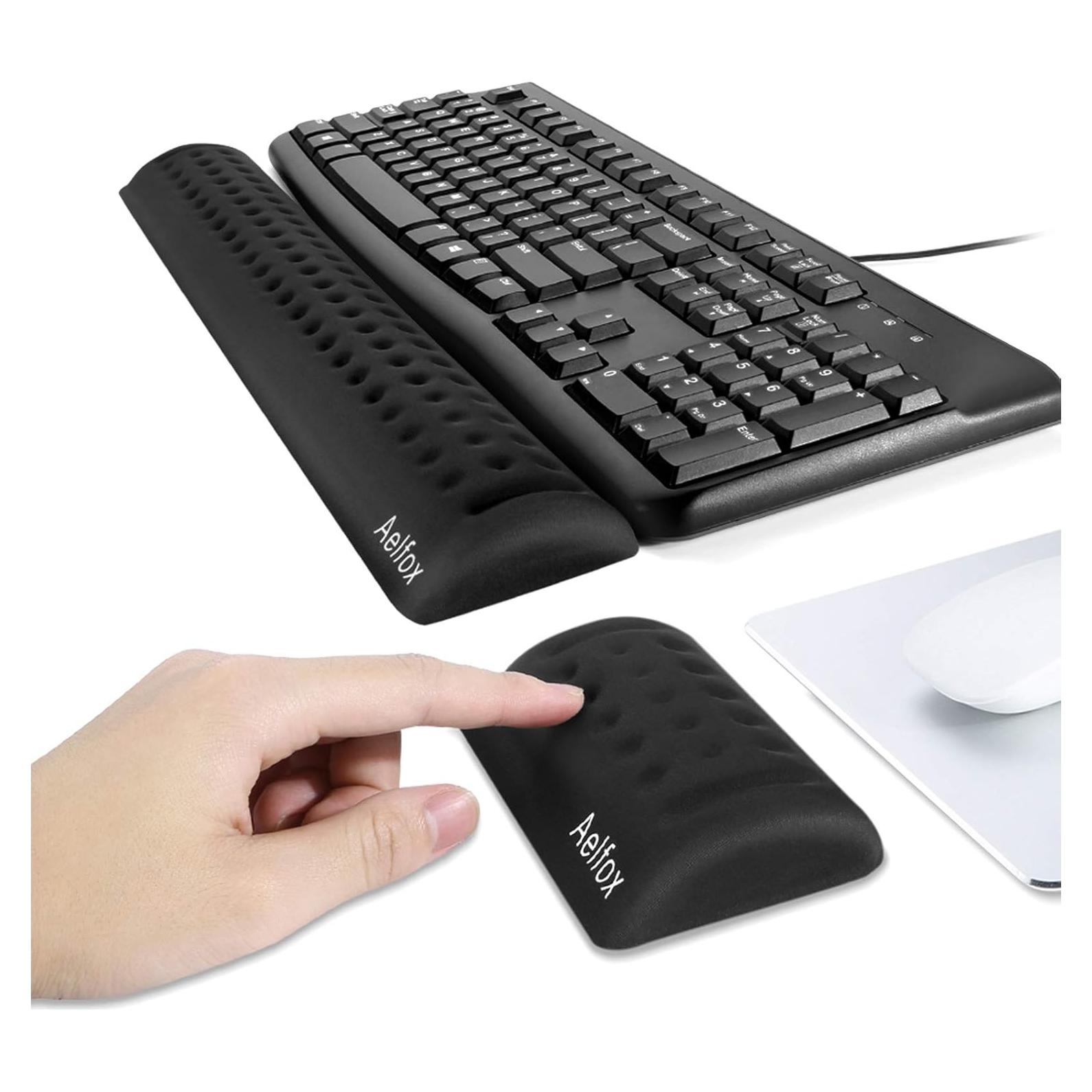 Juego de Reposamuñecas Ergonómico Aelfox para Teclado y Ratón Negro