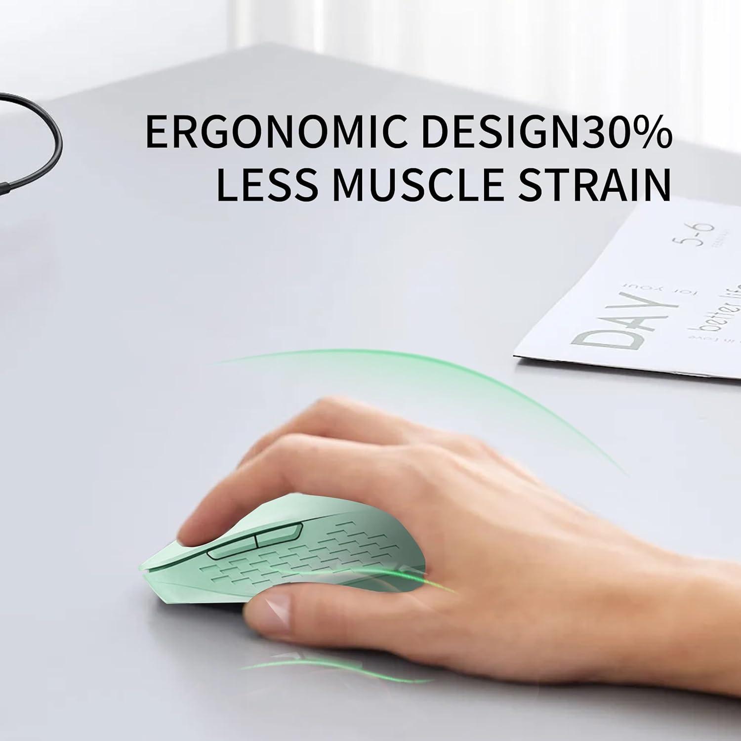 Ratón Inalámbrico NRGYEZ Verde, 3 Niveles DPI, Ergonómico