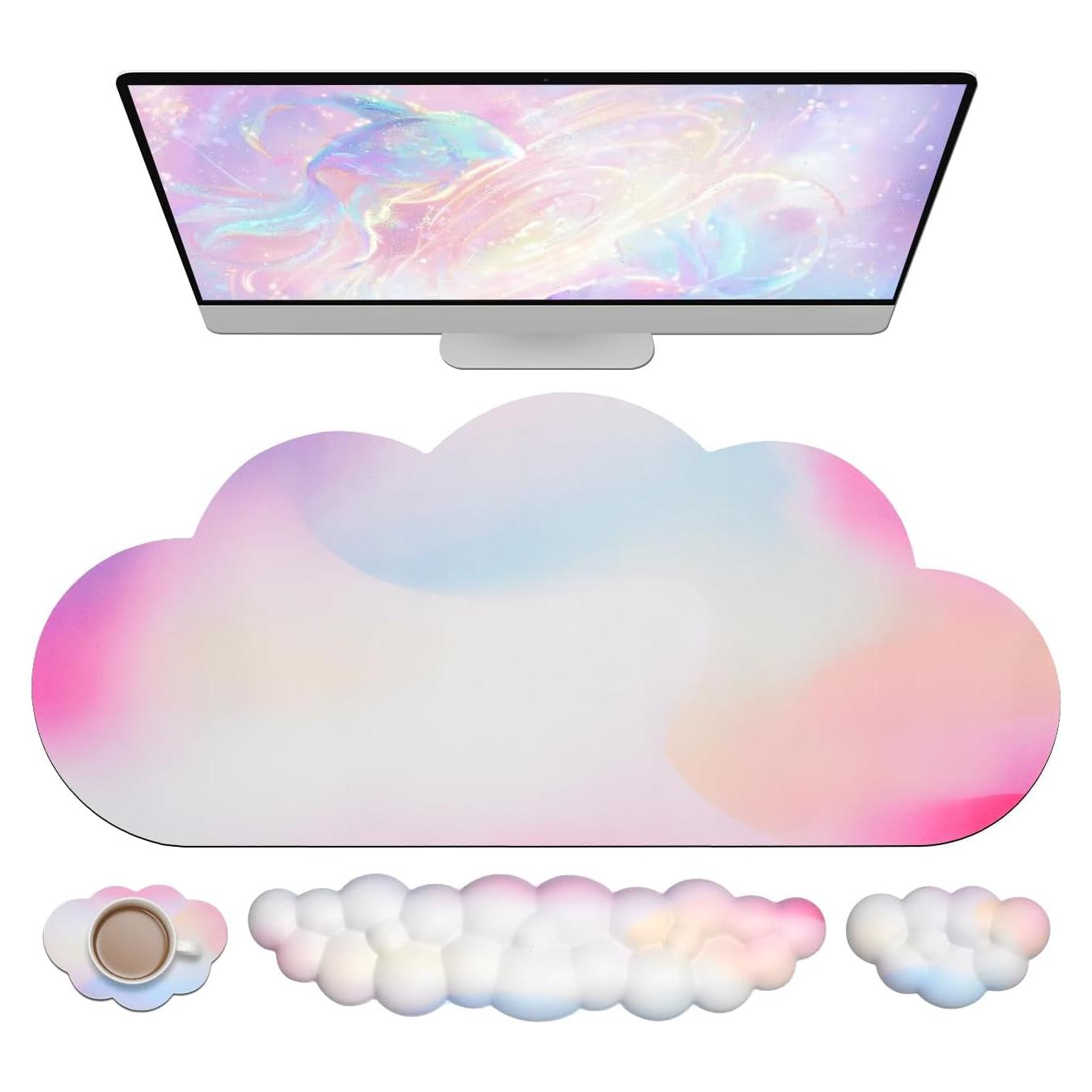 Alfombrilla de Ratón XXL JIKIOU Nublada 90x40cm con Almohadillas