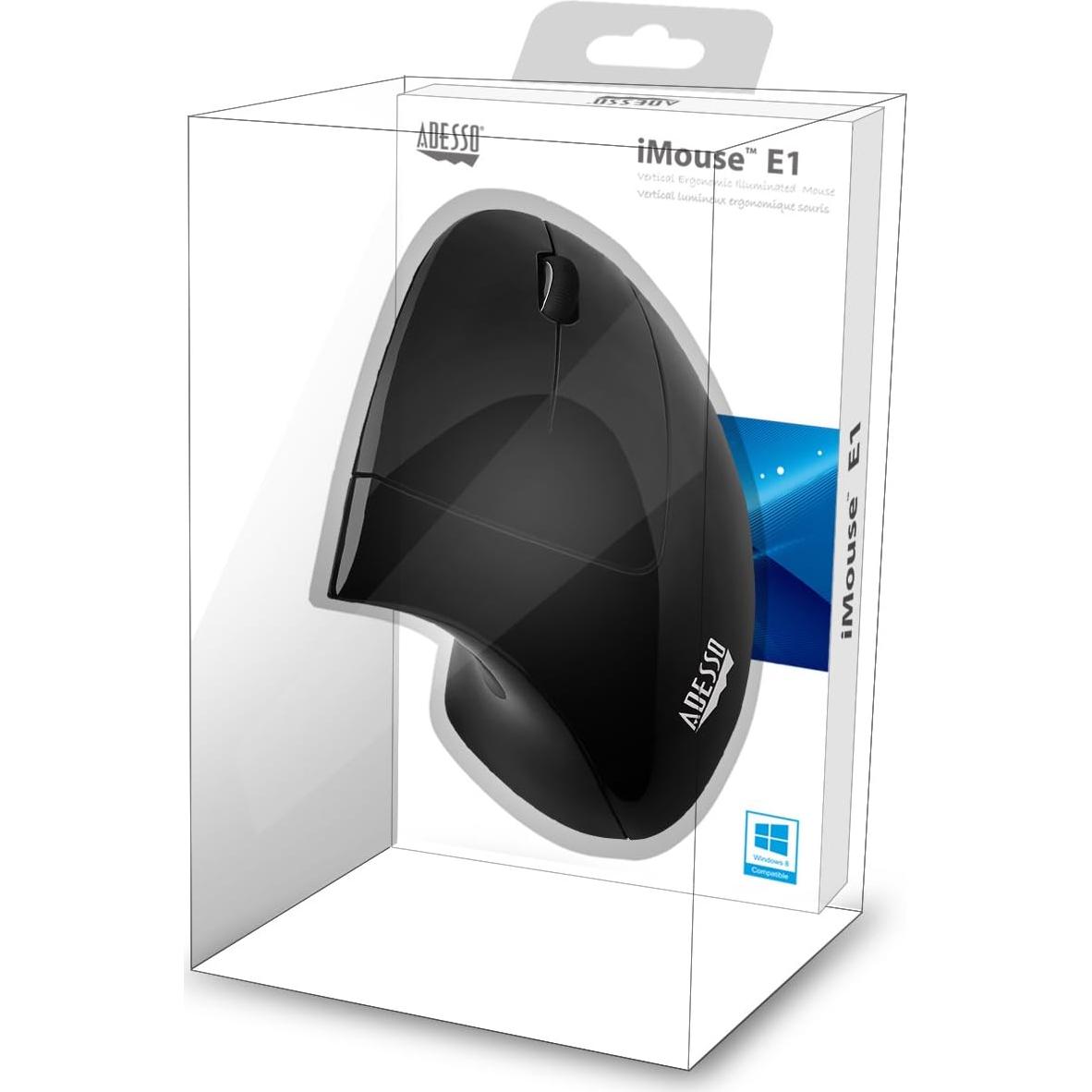 Ratón óptico ergonómico vertical ADESSO iMouse E1 USB 6 botones