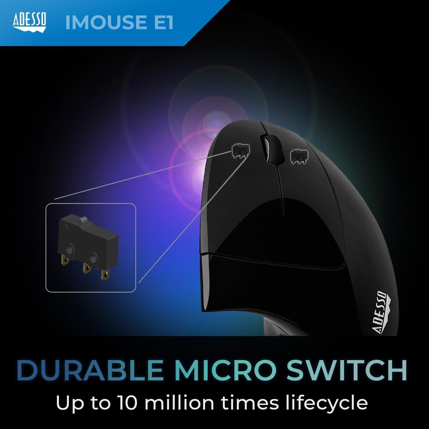 Ratón óptico ergonómico vertical ADESSO iMouse E1 USB 6 botones