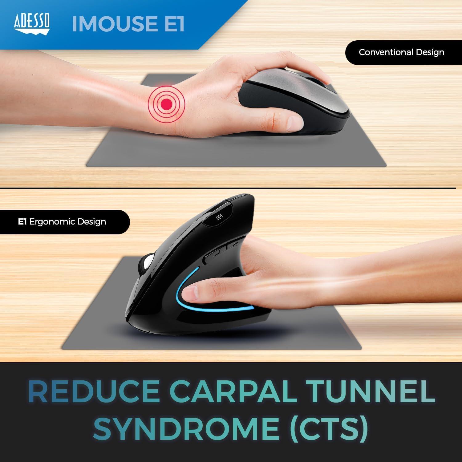 Ratón óptico ergonómico vertical ADESSO iMouse E1 USB 6 botones