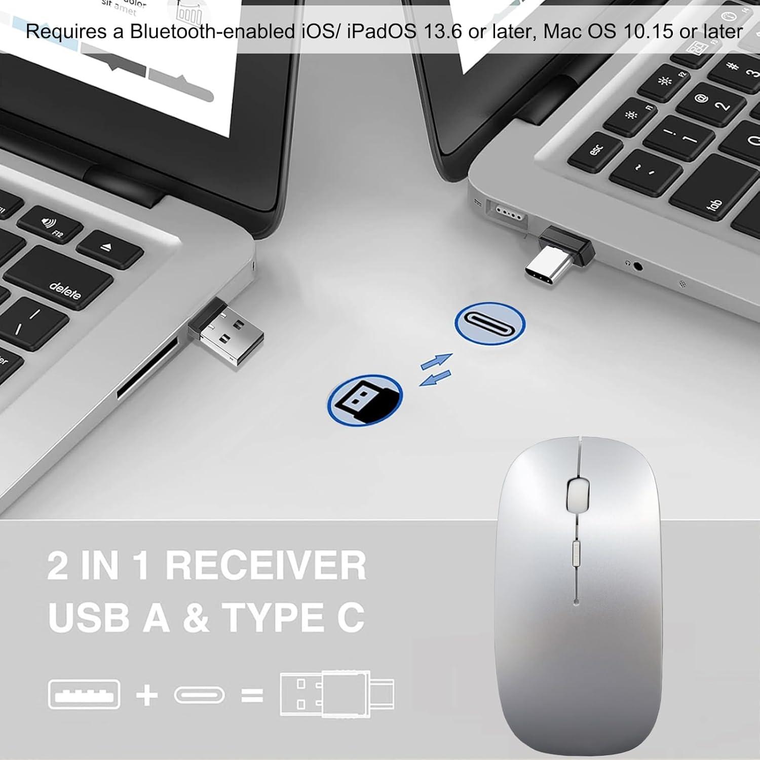 Ratón Inalámbrico Suteke Plata para MacBook y PC USB-C