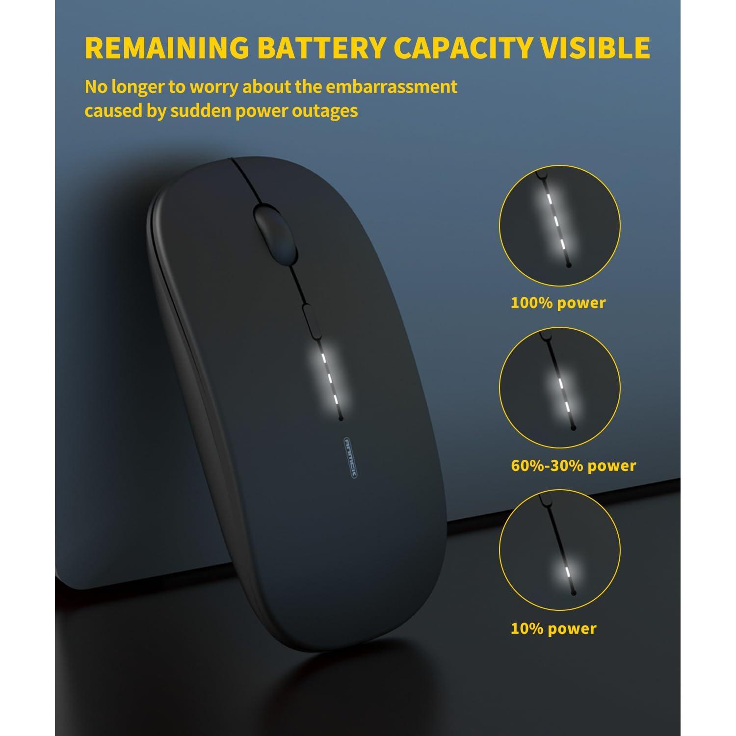 Ratón Inalámbrico Recargable Anmck AW01P - Silencioso 4 DPI