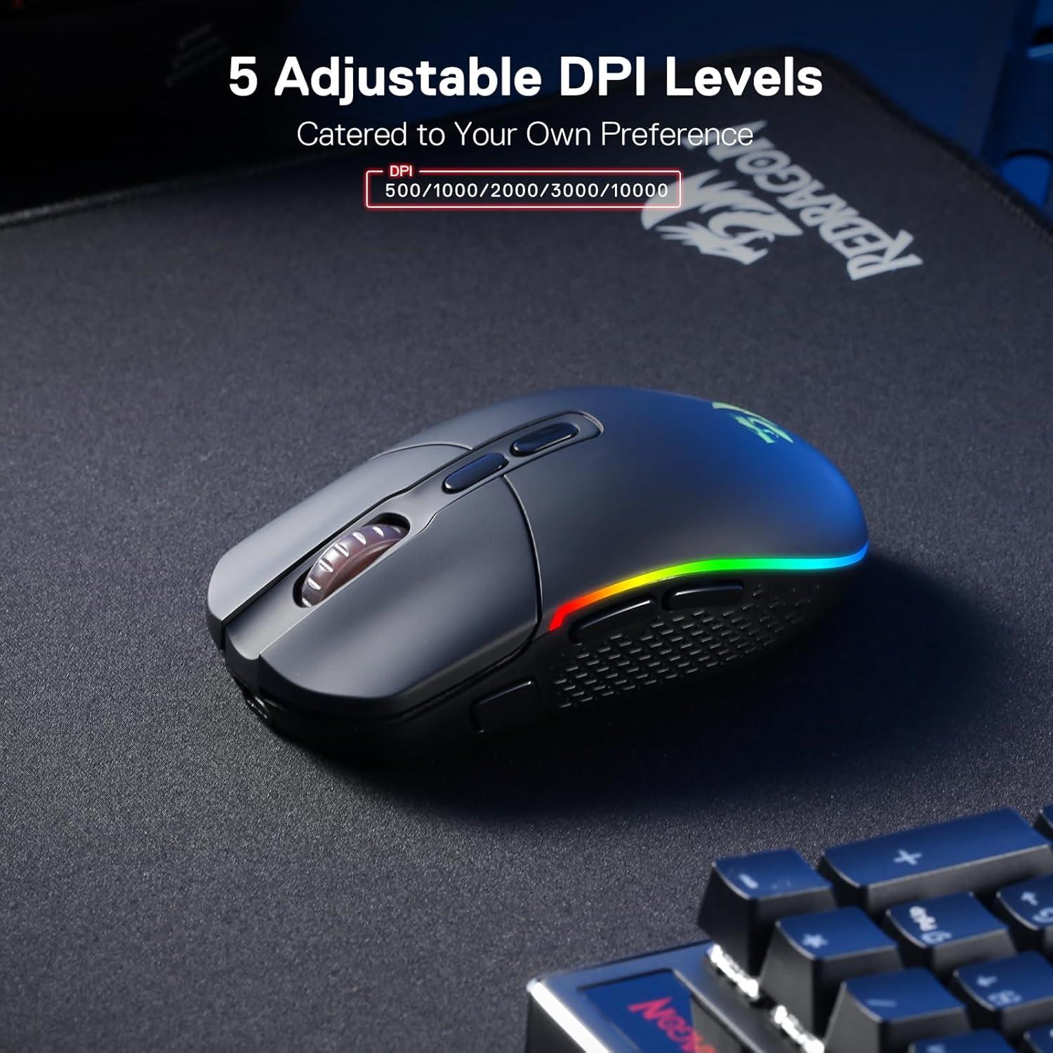 Ratón Óptico Inalámbrico Redragon M719 Pro Rosa 10,000 DPI