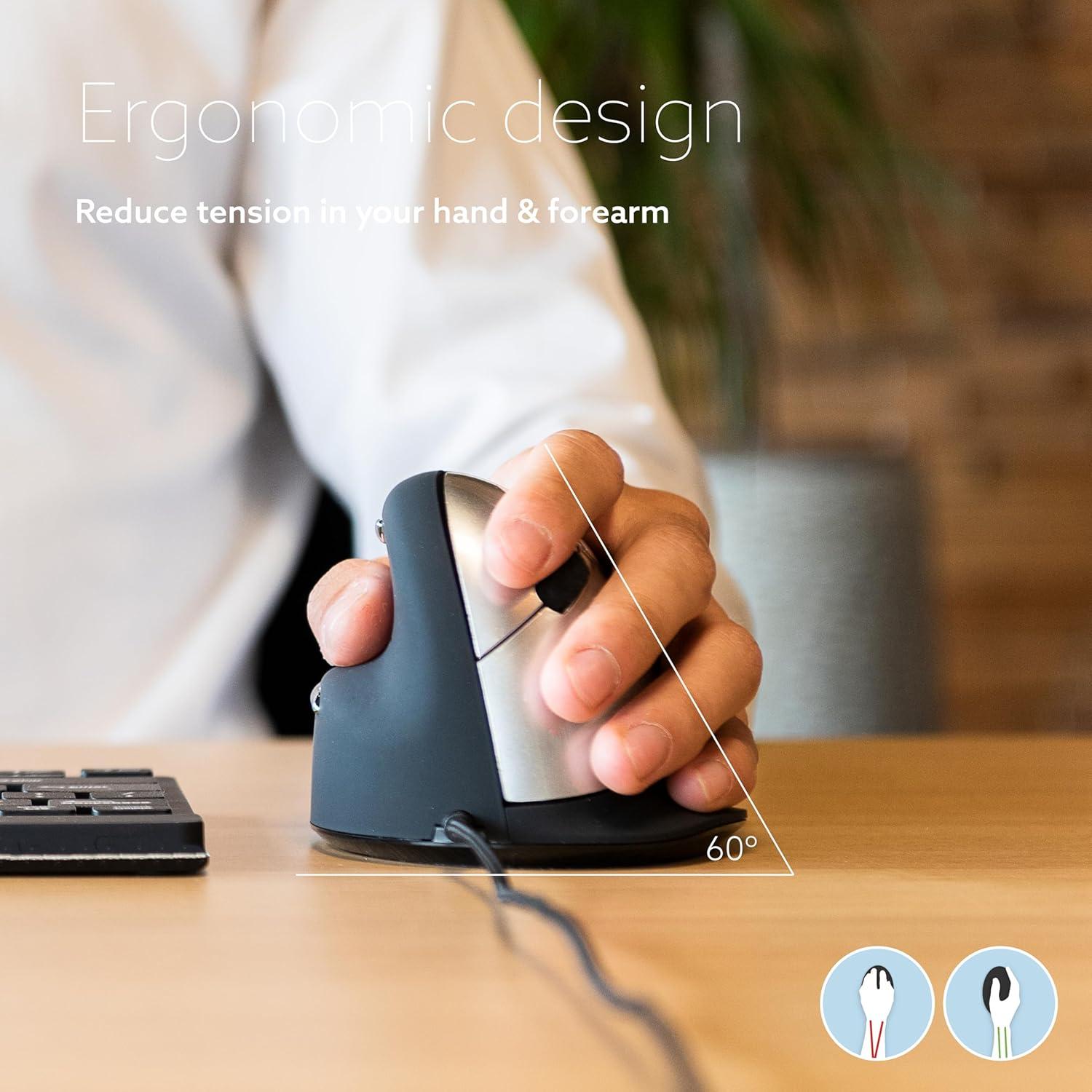 R-Go HE Ratón Ergonómico Vertical Zurdos USB-C 173g