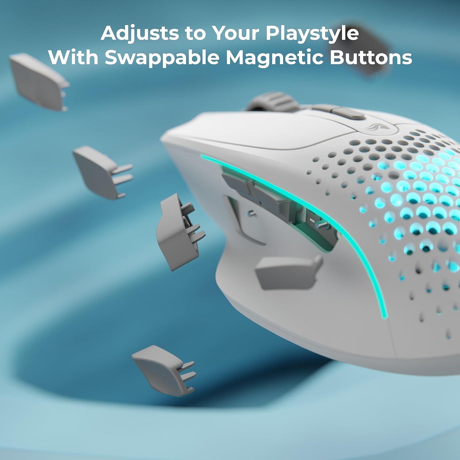 Glorious Model I 2 Wireless - MMO Gaming Mouse (White), 9 Programmable Side Buttons, 16 Configurations with Layer Shift, Superlight 75g, 2 Swappable Magnetic Buttons (RENEWED)