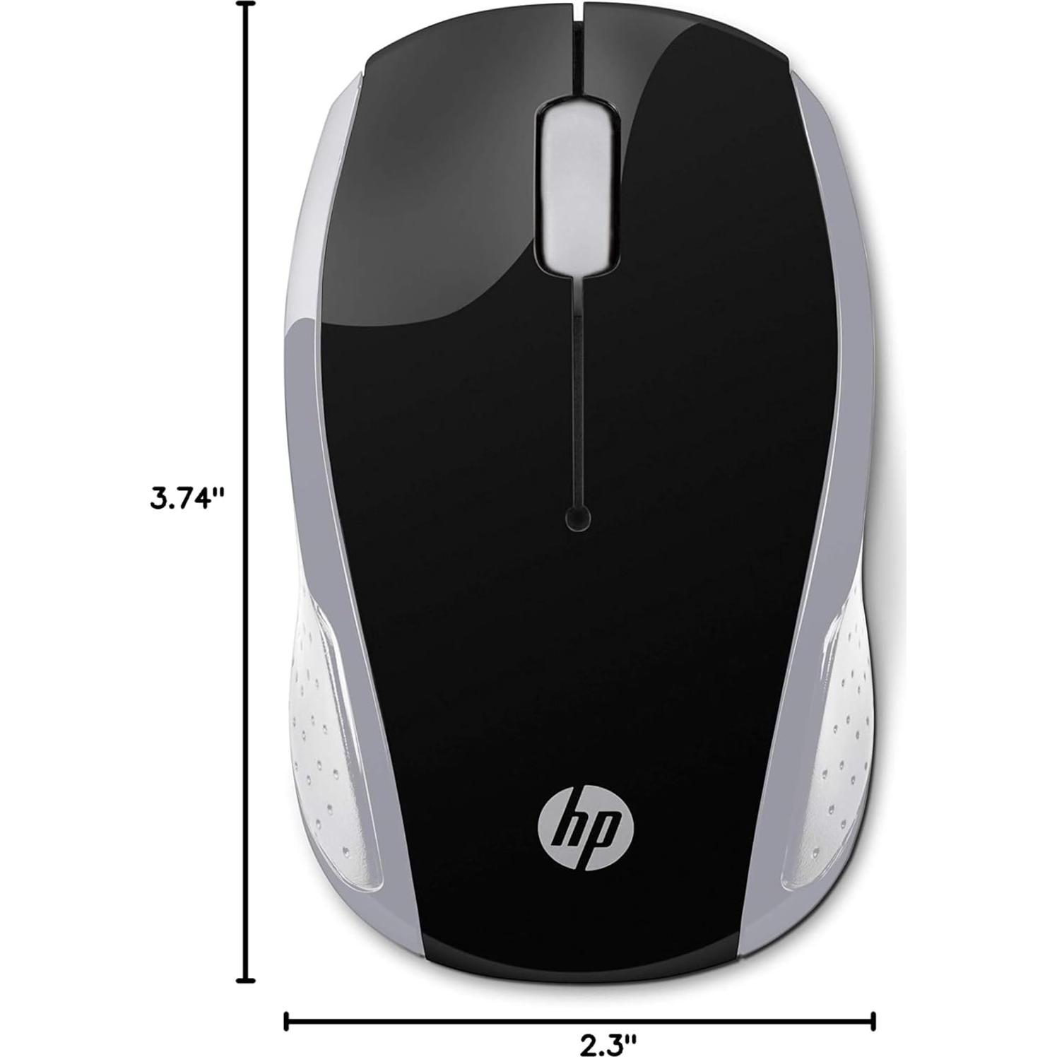 Mouse Inalámbrico HP 200 Negro Plata 1000 dpi