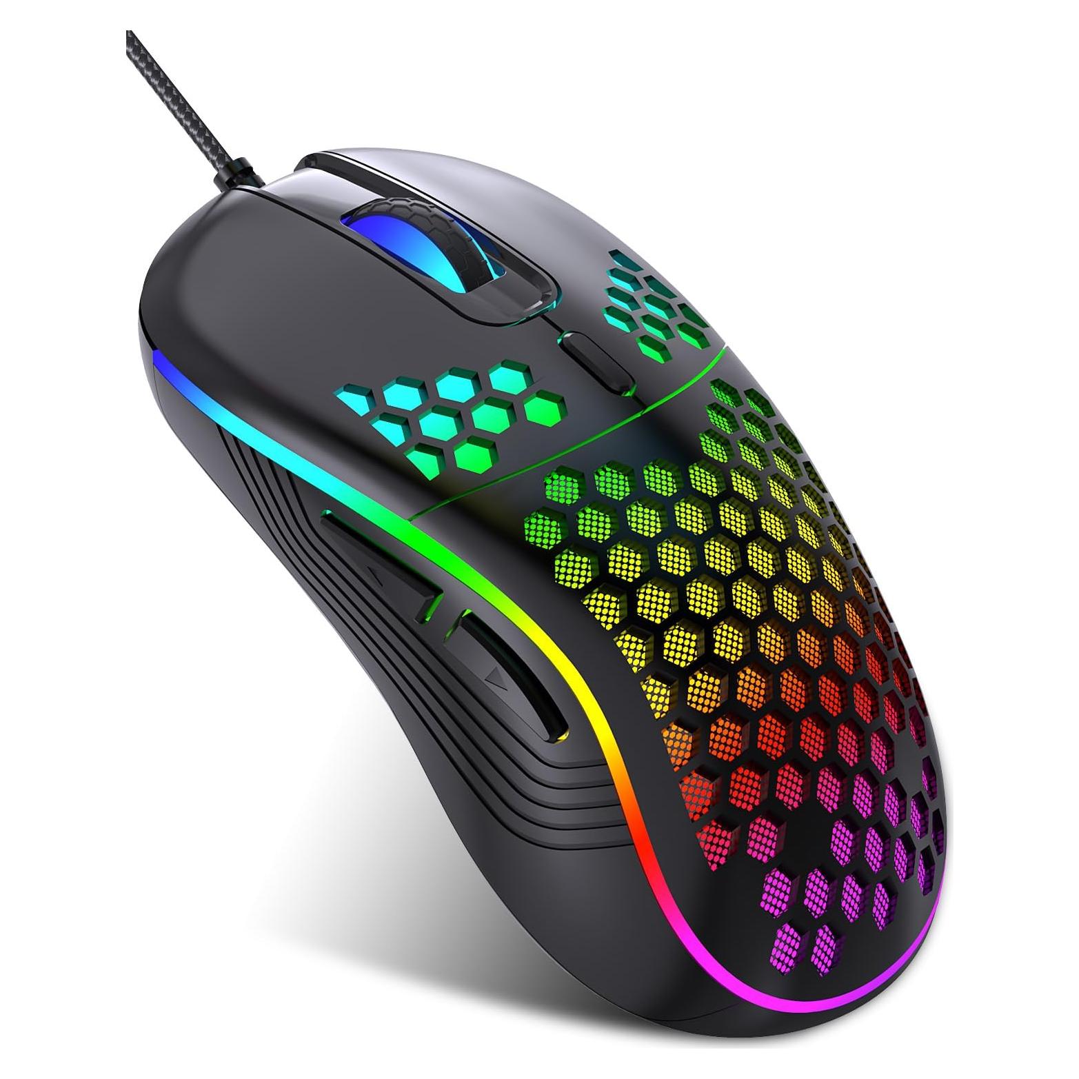 Ratón Gaming JYCSTE Ergonómico con Cable RGB 6 Botones