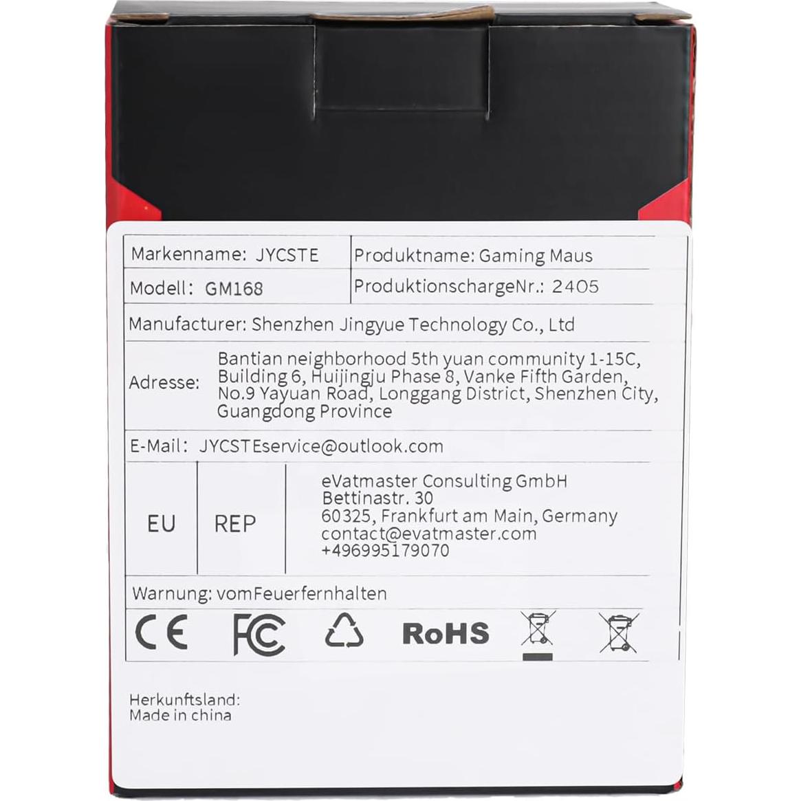 Ratón Gaming JYCSTE Ergonómico con Cable RGB 6 Botones