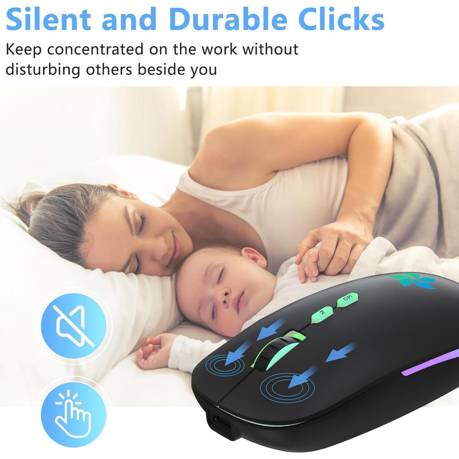 Ratón Inalámbrico KARFUN Bluetooth + 2.4GHz, 7 Luces RGB