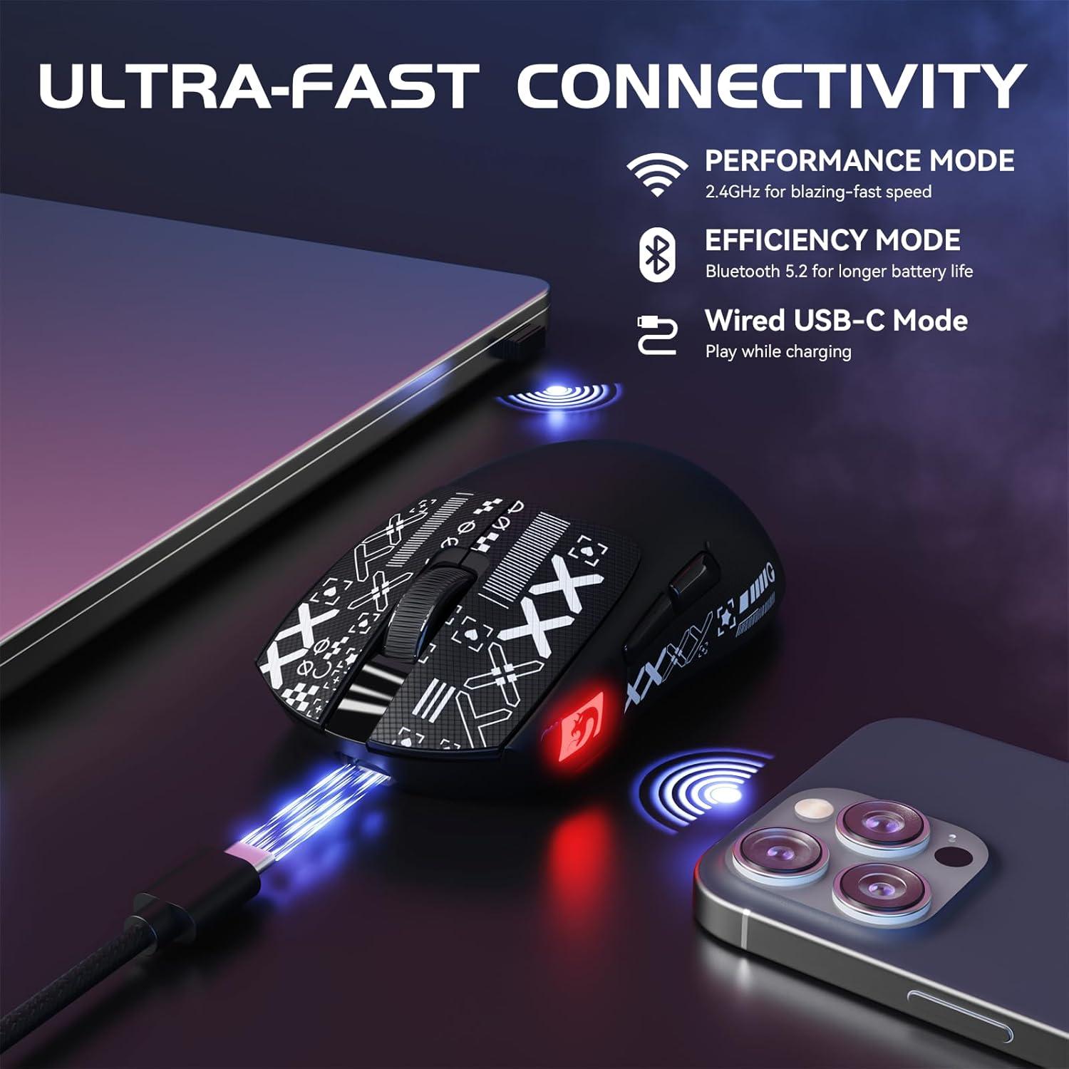 Ratón Gaming Inalámbrico MAMBASNAKE M4 52g RGB 24000 DPI