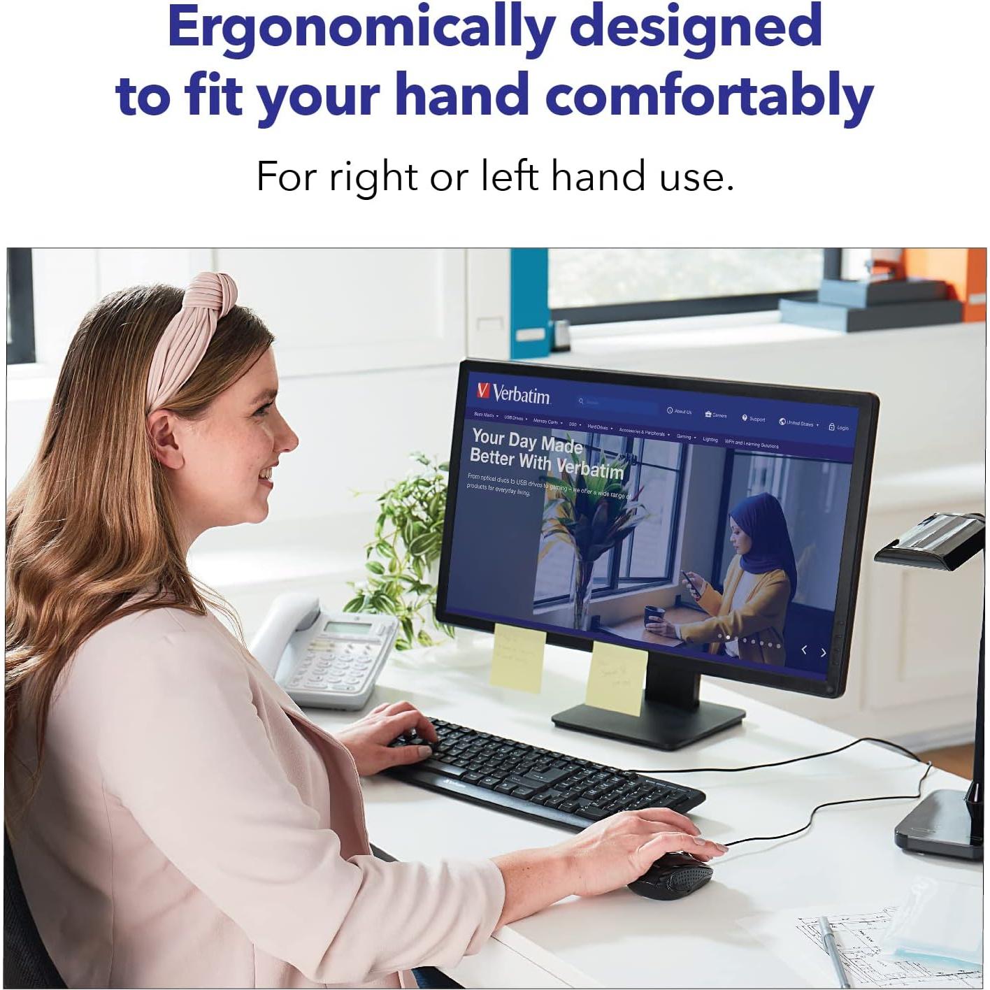 Ratón Óptico USB Verbatim 98106 Negro Brillante Ergonómico